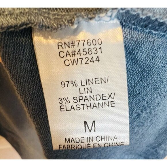 Chaser Linen Short Sleeve Top Size Medium Blue Cut Out Detail High Low Hem NWT - Picture 5 of 7